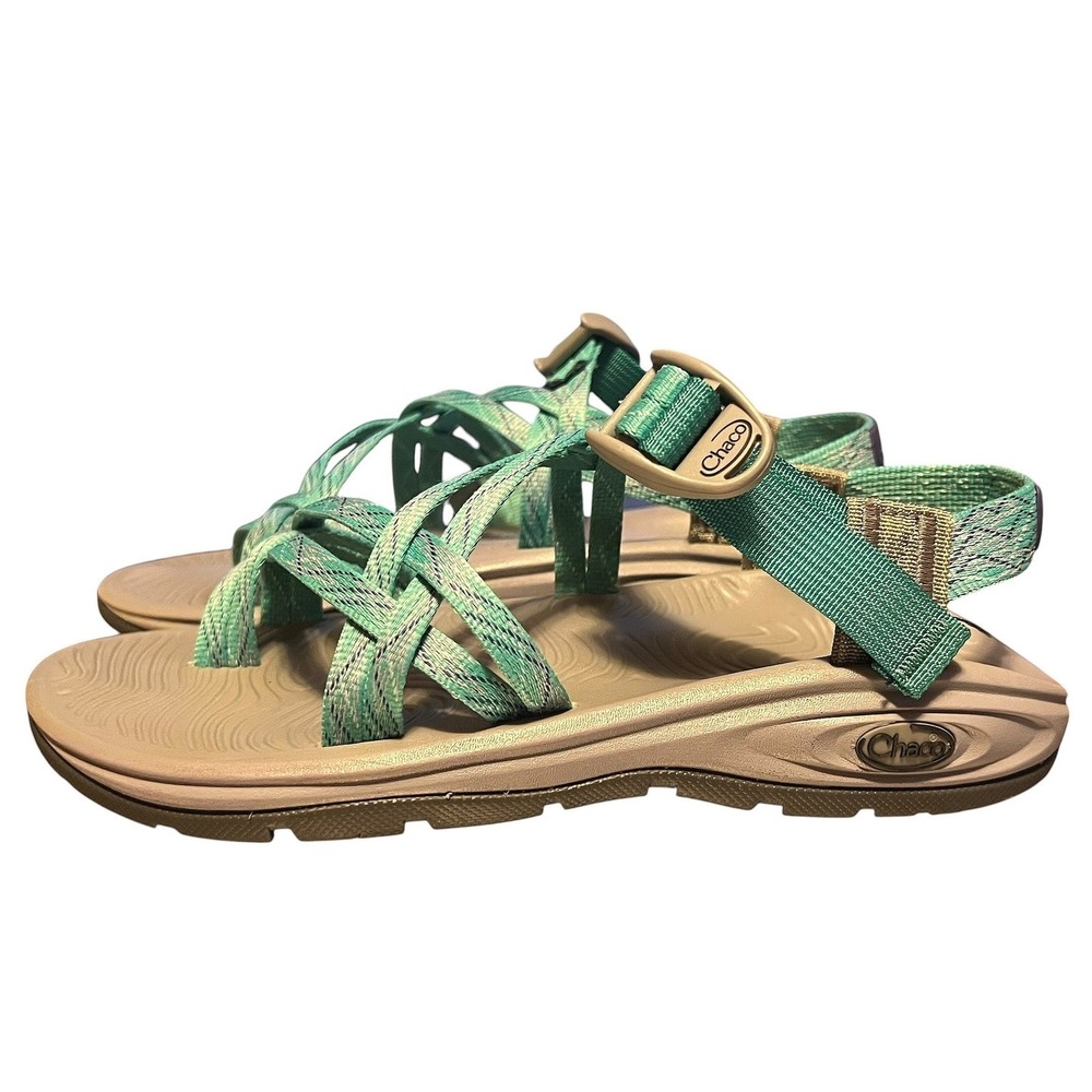 Chaco Z/Cloud X2 Womens 8 Teal Aqua Strappy Toe Loop Hiking Sandals J106622 - Picture 3 of 16